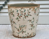 romantic flower pot made of ceramic with pretty flower vines and great antique finish 3 variants