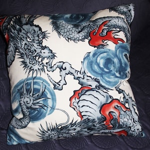CUSHION COVER in Japanese Dragon print