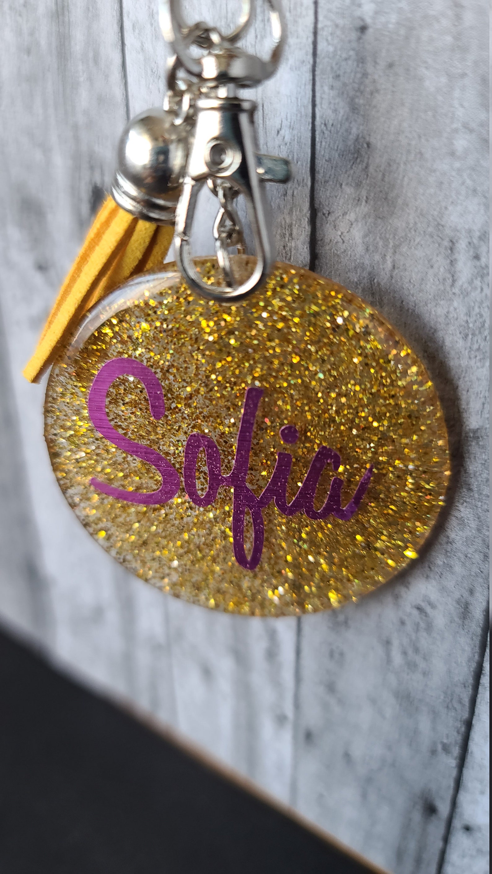 Personalized Gold Glitter Keychain Etsy UK