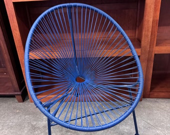 Acapulco small blue woven basket egg chair