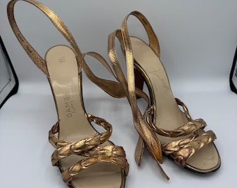 Vintage Ferncraft exclusives gold metallic strap up high heel sandals pumps size 6 1/2 Gamer’s Butte, MT