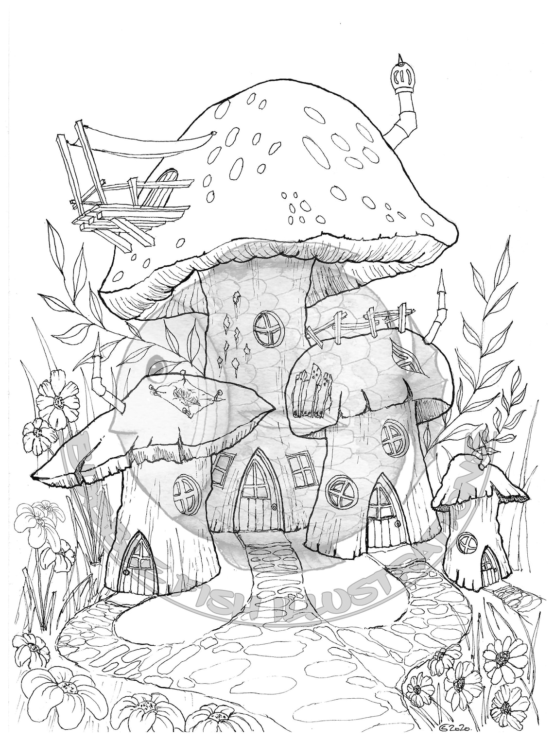 TOADSTOOL GROVE A4 Printable Pdf Image Colouring Page - Etsy Australia