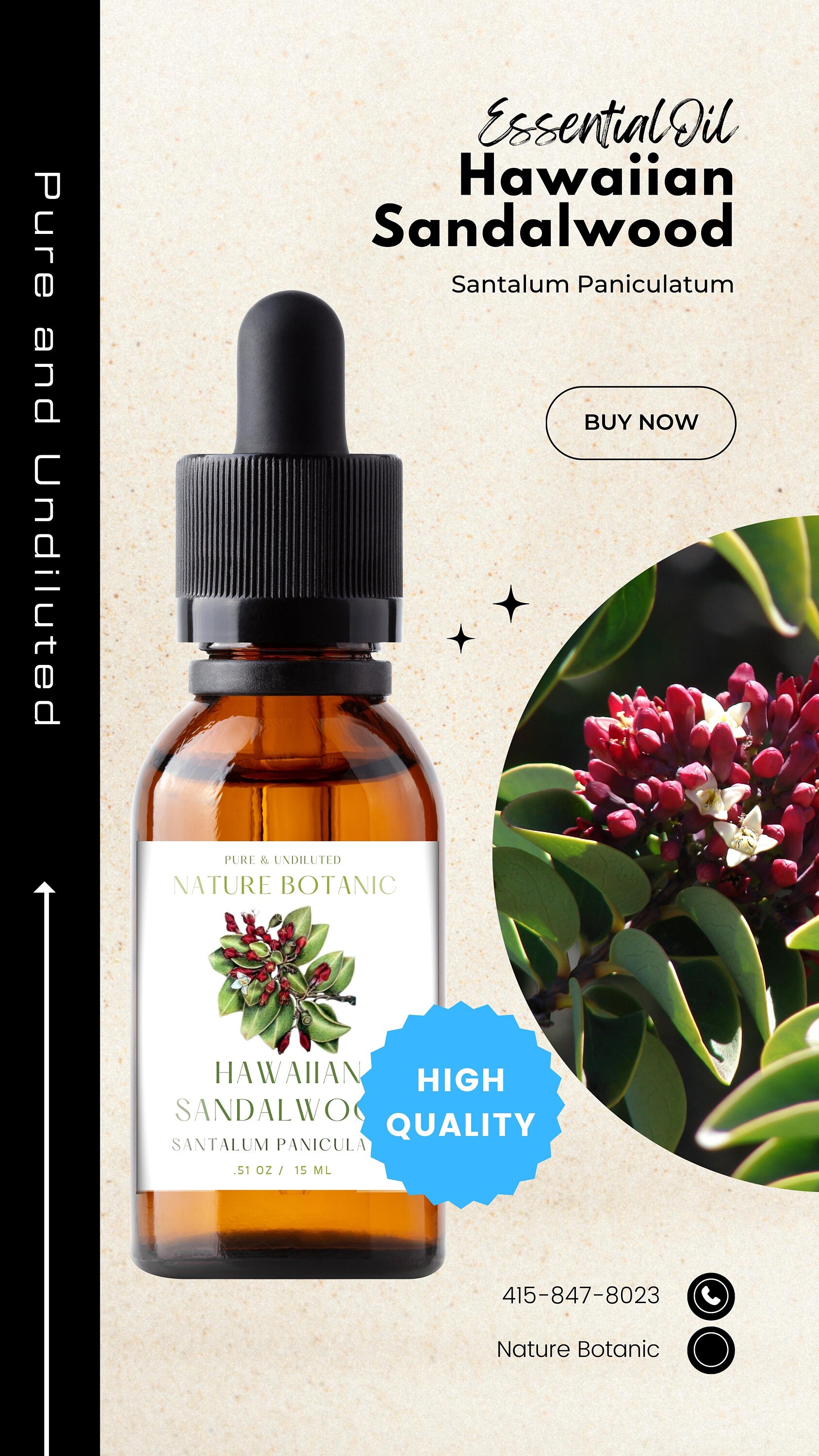 Sandalwood Hawaiian Essential Oil - Organic (Santalum Paniculatum)
