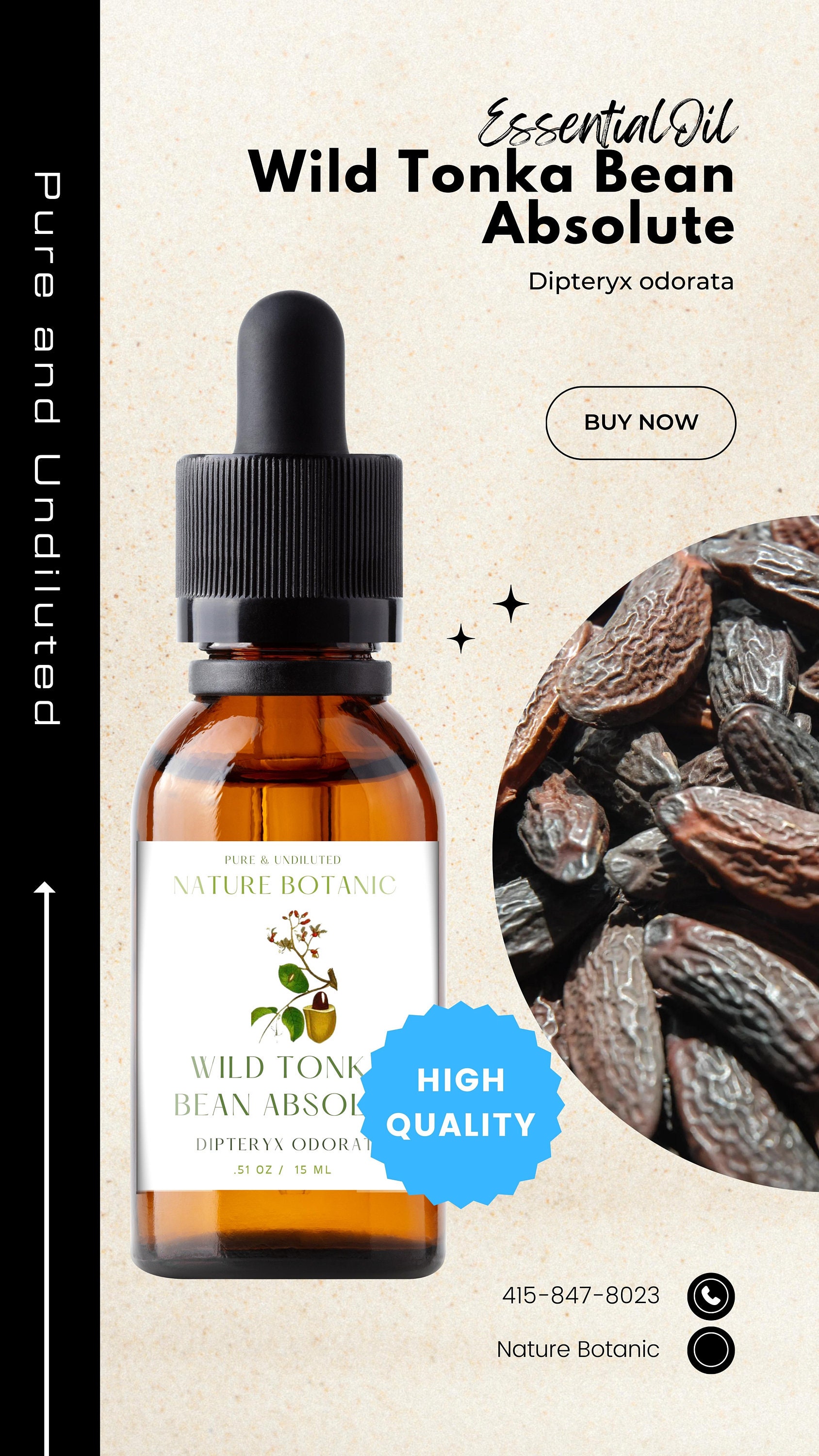 Ethically Harvested Wild Tonka Bean Absolute Pure Undiluted Essential Oil 
