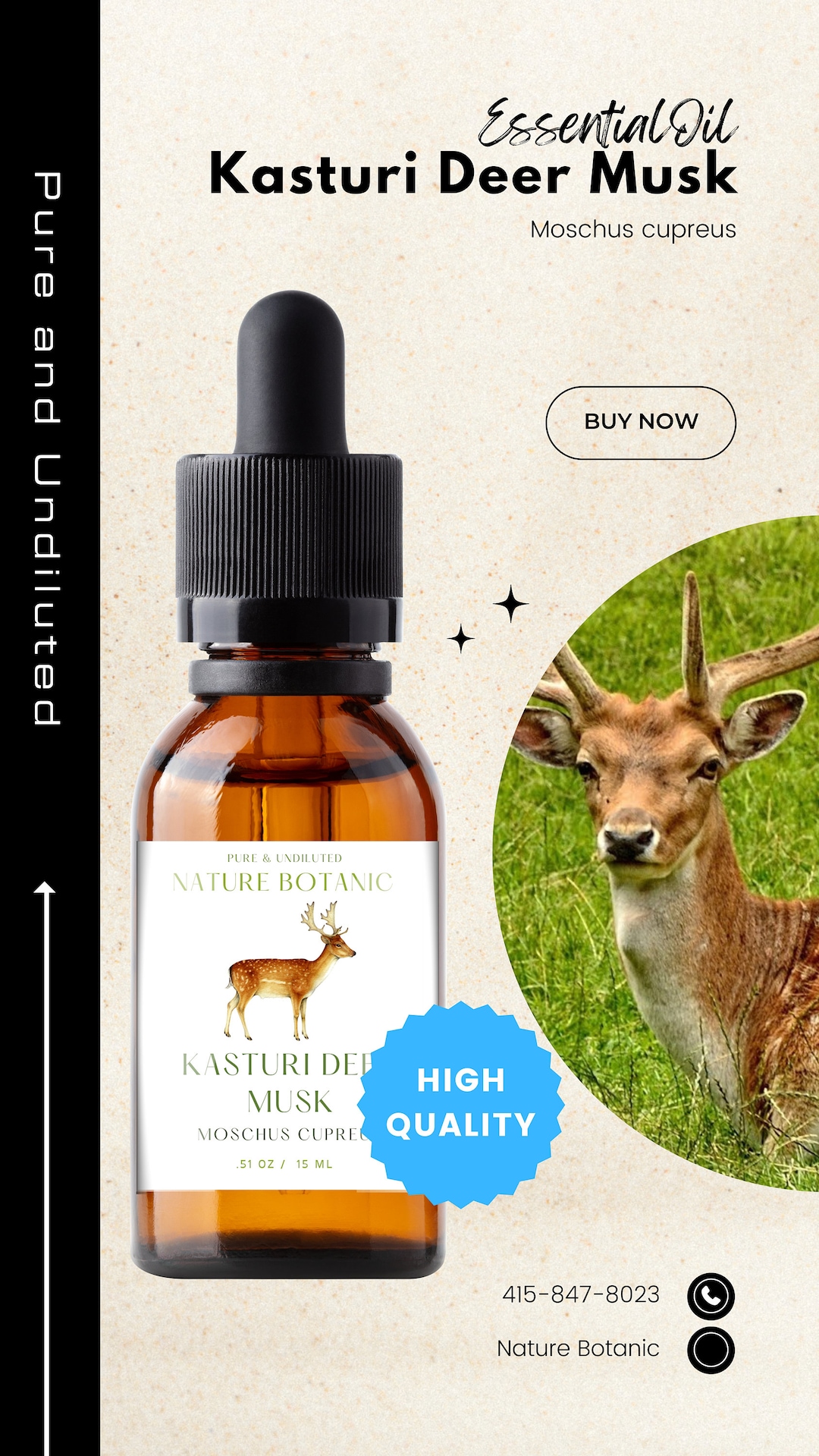 Chinese Wild deer musk oil - non-alcoholic(3cc) fragra 