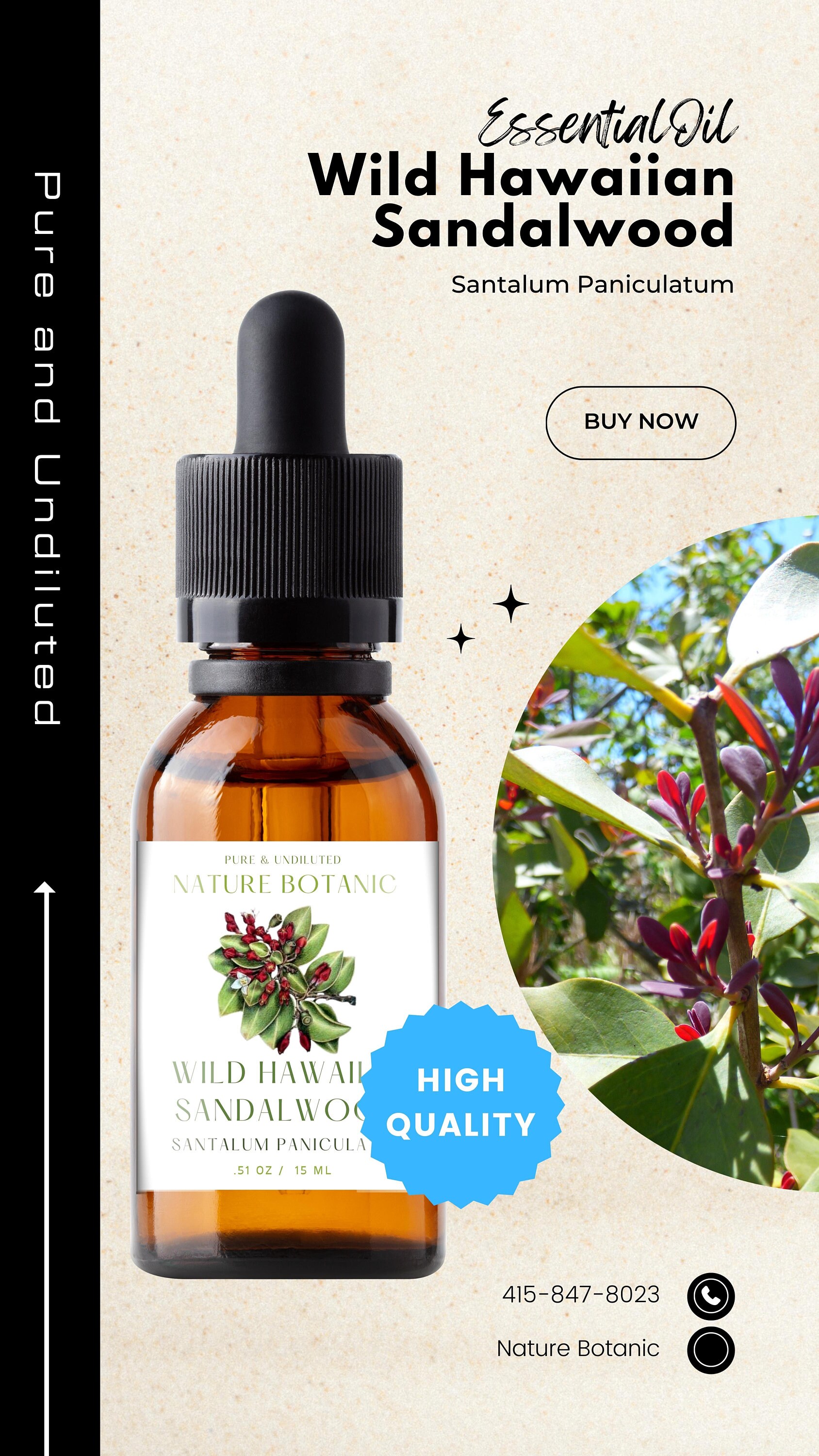 Sandalwood Hawaiian 'iliahi santalum Paniculatum Therapeutic Grade Essential  Oil 5 Ml 