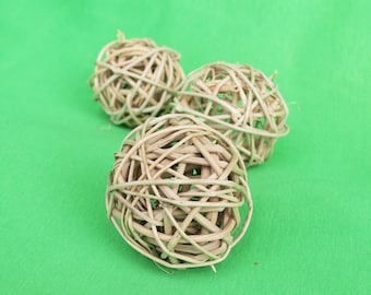 Bola de vime natural de 2,5 cm (6 unidades) Brinquedo para pássaros/papagaios - Periquito, Agapornis, Conure, Quaker, Periquito-australiano, Papagaio-do-senegal, Papagaio-de-myers+ Brinquedos para forrageamento