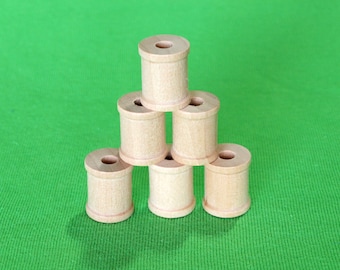 NATURAL Wood TINY Spool (6) for Birds/Parrots/Small Animal Chew Toys - Conure, Quaker, Senegal, Cockatiel, Guinea Pig, Rabbit, Mouse, etc.