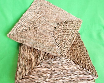 NATURAL 11.5" Woven Seagrass Mat (x2) for all Birds/Parrots & Small Animals - Sea Grass Chew Mats