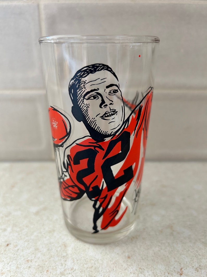 CFL Joe Kapp 22 BC Lions, peanut butter glass, circa 1964. image 1