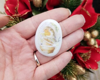 Robin Pocket Pebble, Glass Remembrance Gift, Stocking Filler