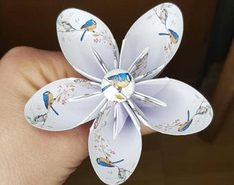 Handmade Paper Flower with Metallic Stem, Floral Decor