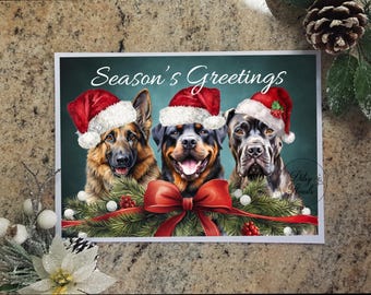 Christmas Card, A5, Xmas Pet Card, Single card, Cockerpoo, Pug, French Bulldog, GSD, Cane corso, Season's Greetings.