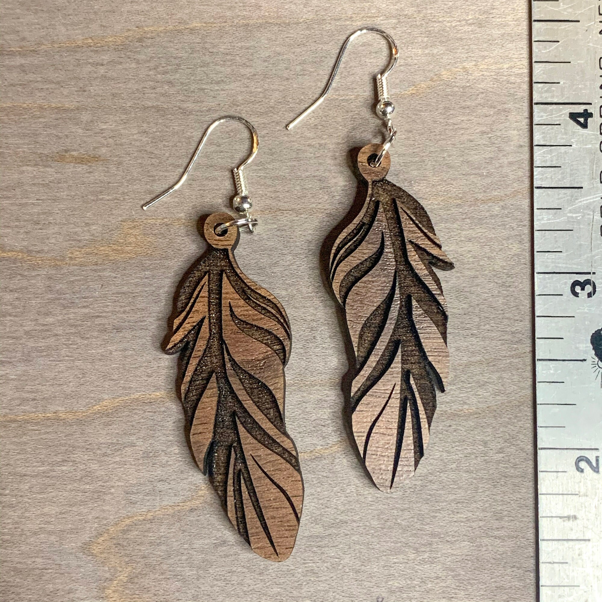 Feather Earrings Wood Feather Earrings Laser Cut Jewelry Etsy.de
