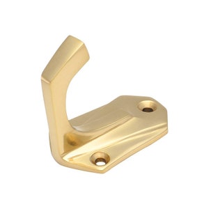 Vintage Solid Brass Modern Towel & Robe Hook in Polished Brass 45 x 45