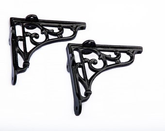 Pair Of Victorian Scroll Shelf Brackets 5 Inch Antique Black