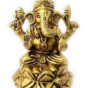 B&m| Antique Brass Ganpati Sculpture - Handcrafted Indian Hindu God Statue