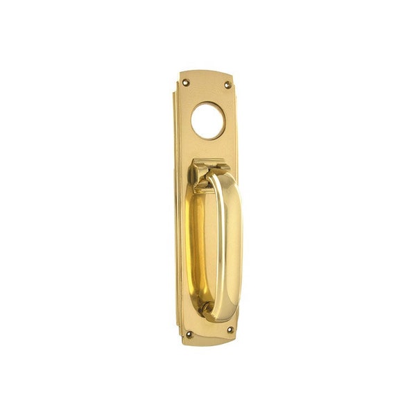Solid Brass Deco Pull Handle / Knocker with Cylinder Hole, Height 240mm Width 60mm Projection 60mm,