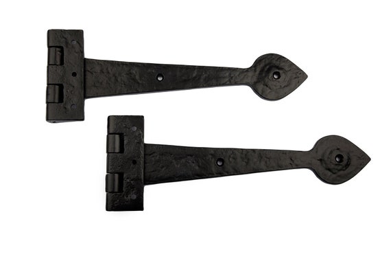 15'' Spear End Door Tee Hinges in Black Cast Iron pair 