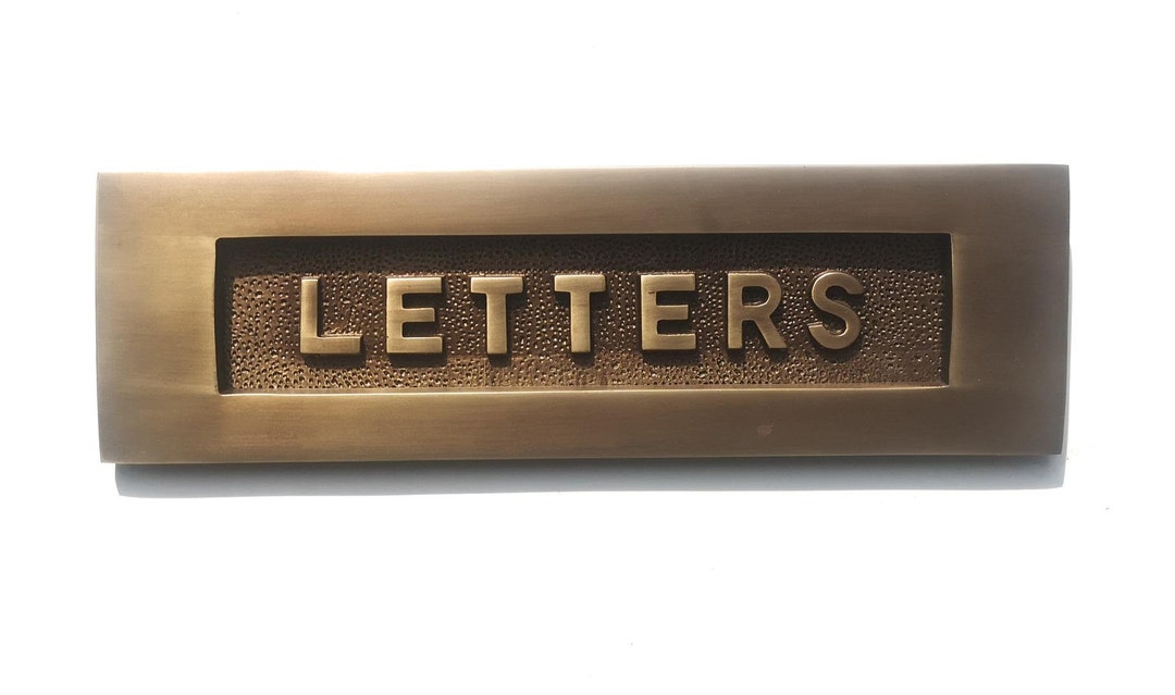 Antique Brass Letter Plate 10 X 3 Inches LETTERS Embossed on Solid