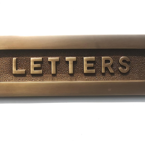 Antique Brass Letter Plate 10 X 3 Inches - LETTERS Embossed On Solid Brass Supplied With Fixing Bolts