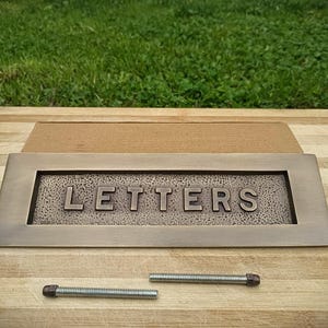 Antique Brass Letter Plate 10 X 3 Inches - LETTERS Embossed On Solid Brass Supplied With Fixing Bolts