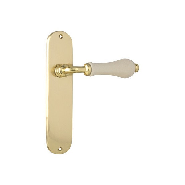 Heritage Polished Brass Lever Latch with Ivory Porcelain Door Handle 200 x 45