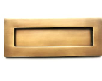 Solid Brass Victorian Letterbox Finished In Antique Satin Brass Letter Plate (10''x3'' or 10"x4") High Quality Excellent Finish