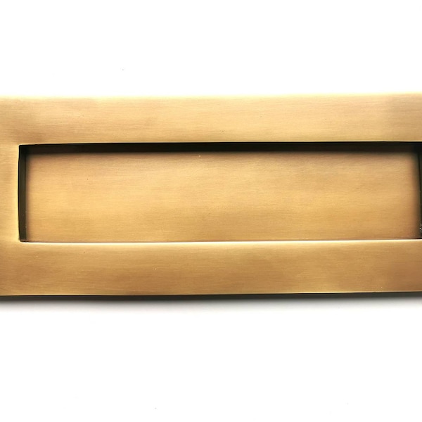 Solid Brass Victorian Letterbox Finished In Antique Satin Brass Letter Plate (10''x3'' or 10"x4") High Quality Excellent Finish