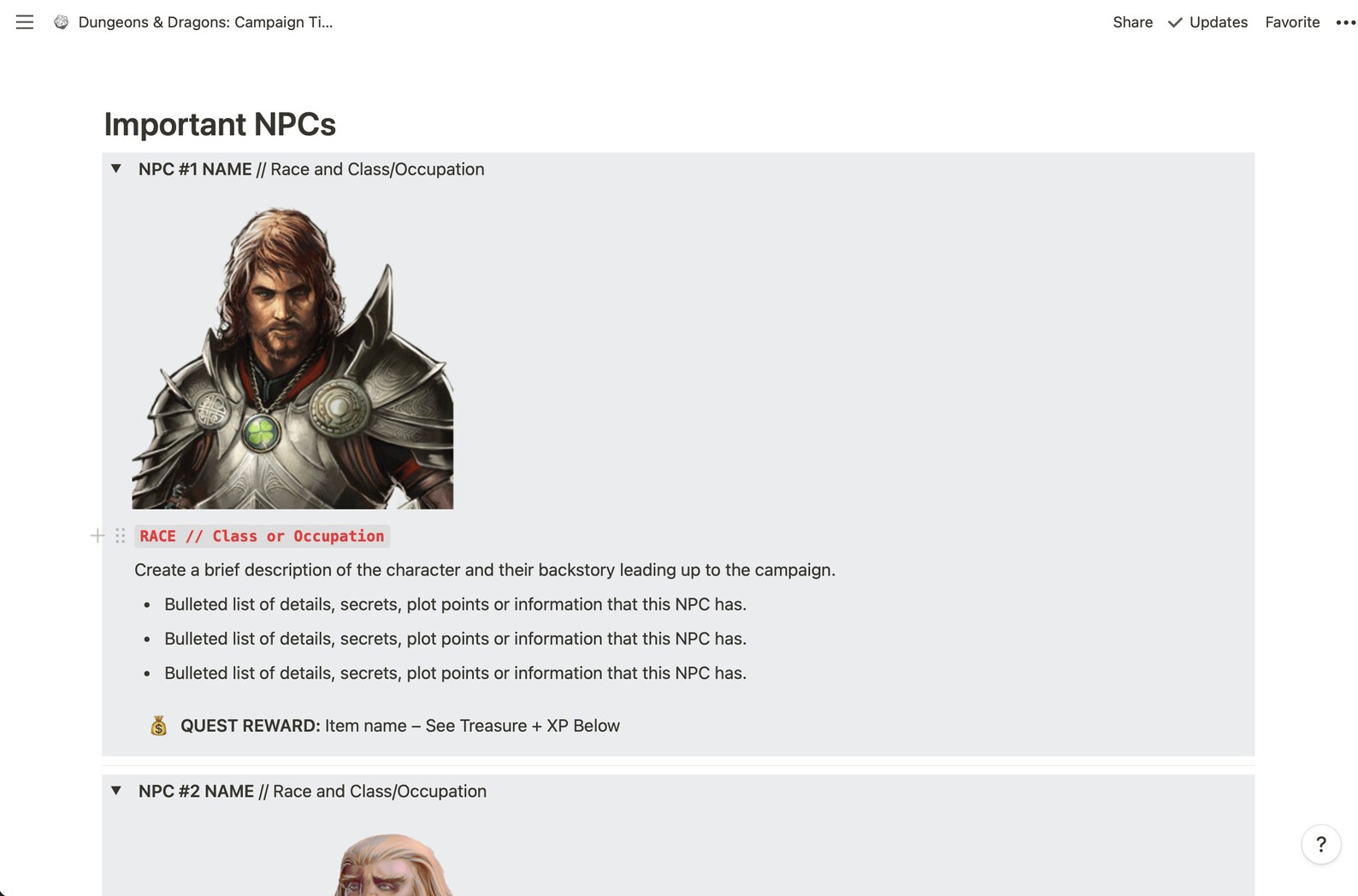 Notion Template for Star Wars 5e / Dungeons &amp; Dragons 5e Gamemaster ...