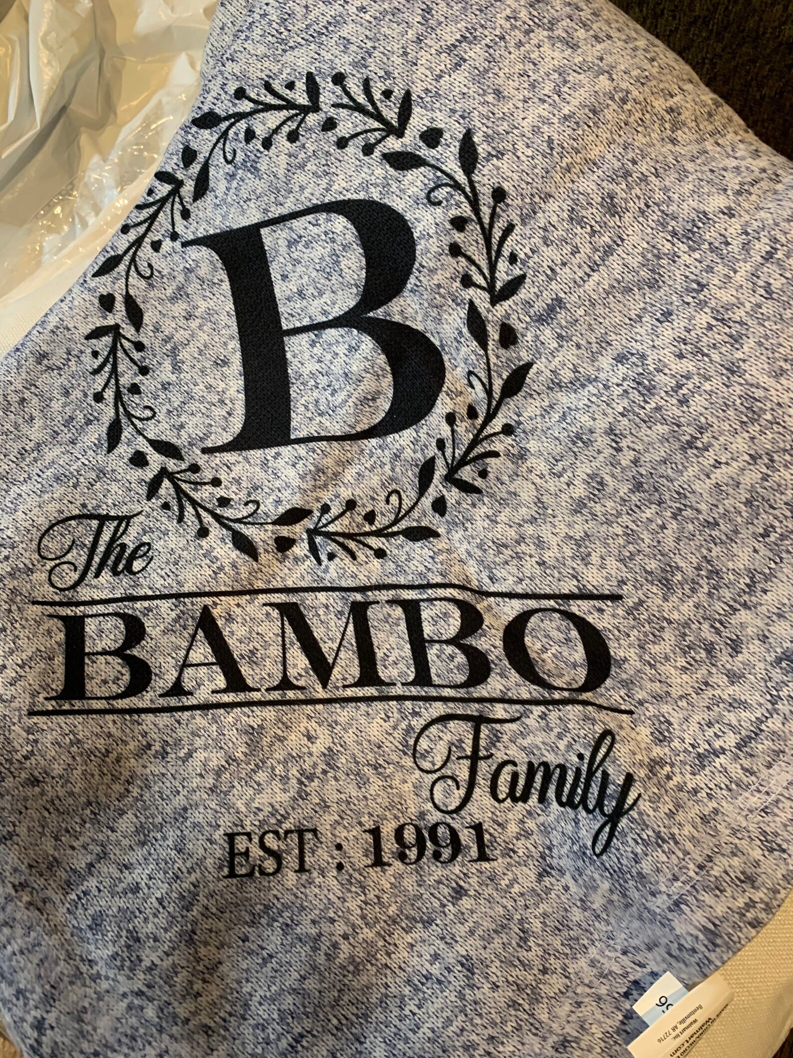 Personalized blanket. Throw blanket. Family name. Family name Etsy