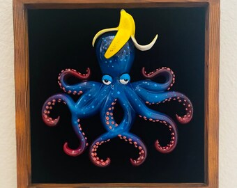 Wall sculpture Octopus Banana-Drama Serie#1 Limited Edition of 20