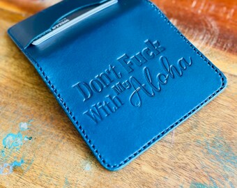 Italian Leather Tiki Aloha wallet