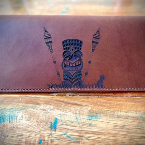 Cartera de cuero italiano Tiki de grano completo con cremallera