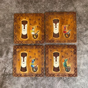 Tiki Bob and Friends wood Coasters Set Serie 1