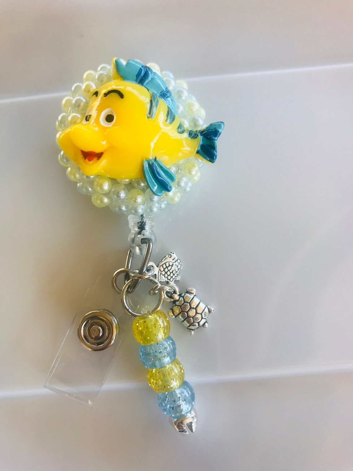 The Little Mermaid Flounder Inspired Bling Badge Reel Etsy