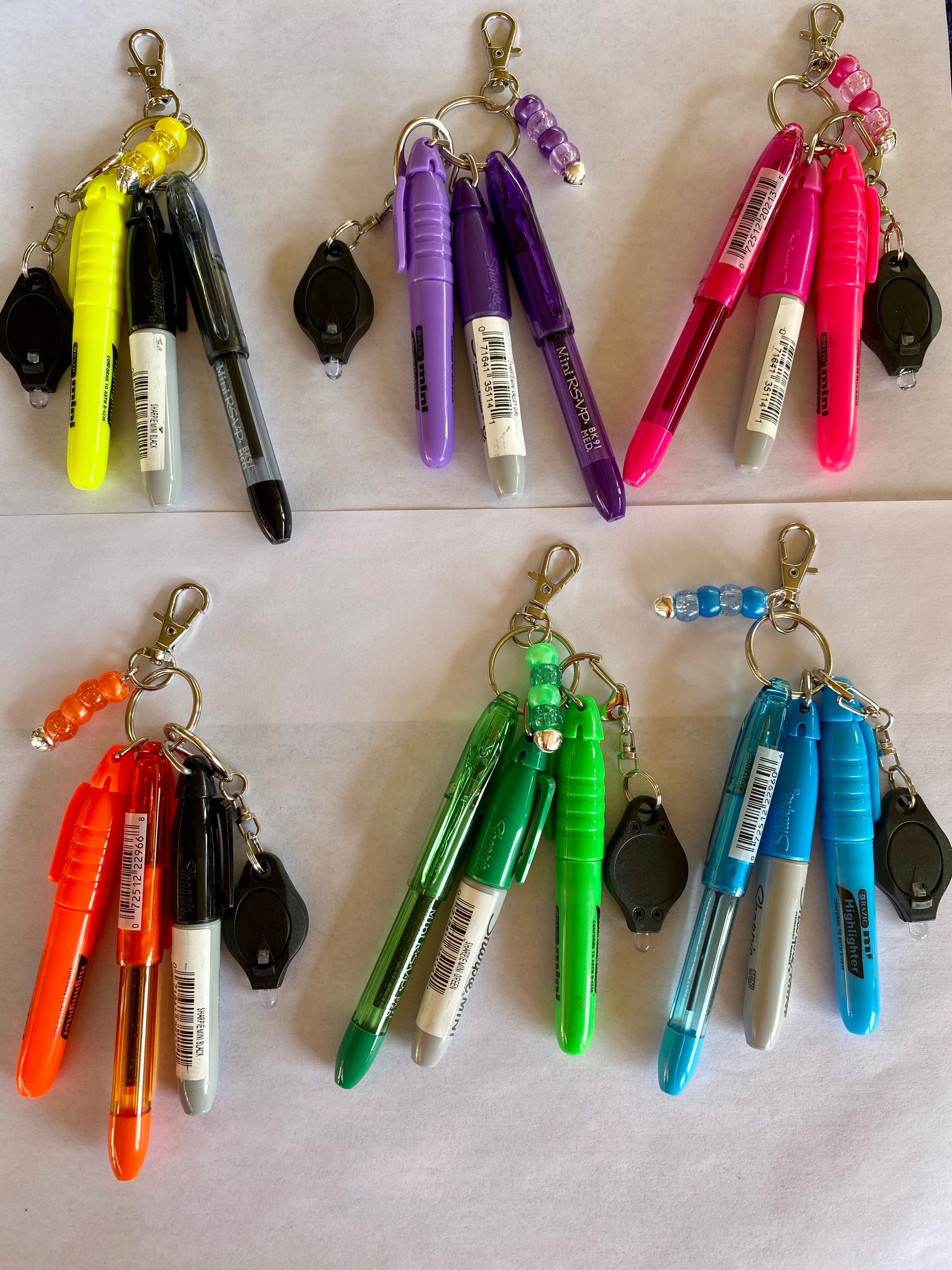 Badge Reel Clip-on Accessories, mini Sharpie, Pen, Highlighter, and Led  Light , Badge Reel Keychain, Lanyard Clip Accessories 