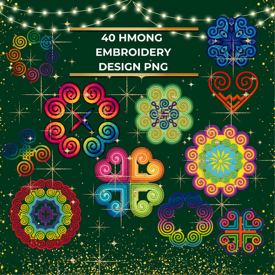 Hmong Patterns 40 Hmong Colorful Embroidery Designs PNG, Hmong Patterns & Motifs ...
