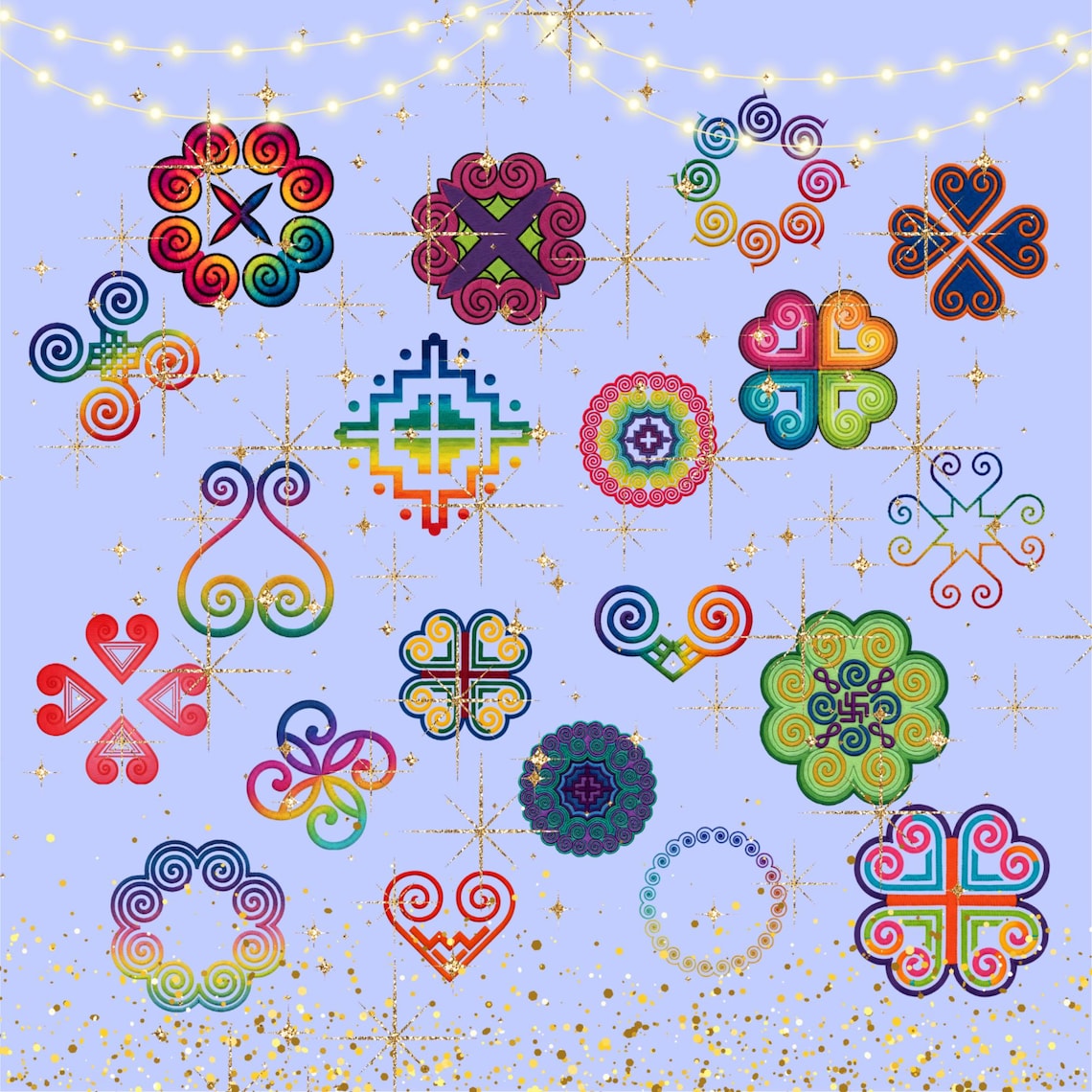 Hmong Patterns 40 Hmong Colorful Embroidery Designs PNG, Hmong Patterns & Motifs ...