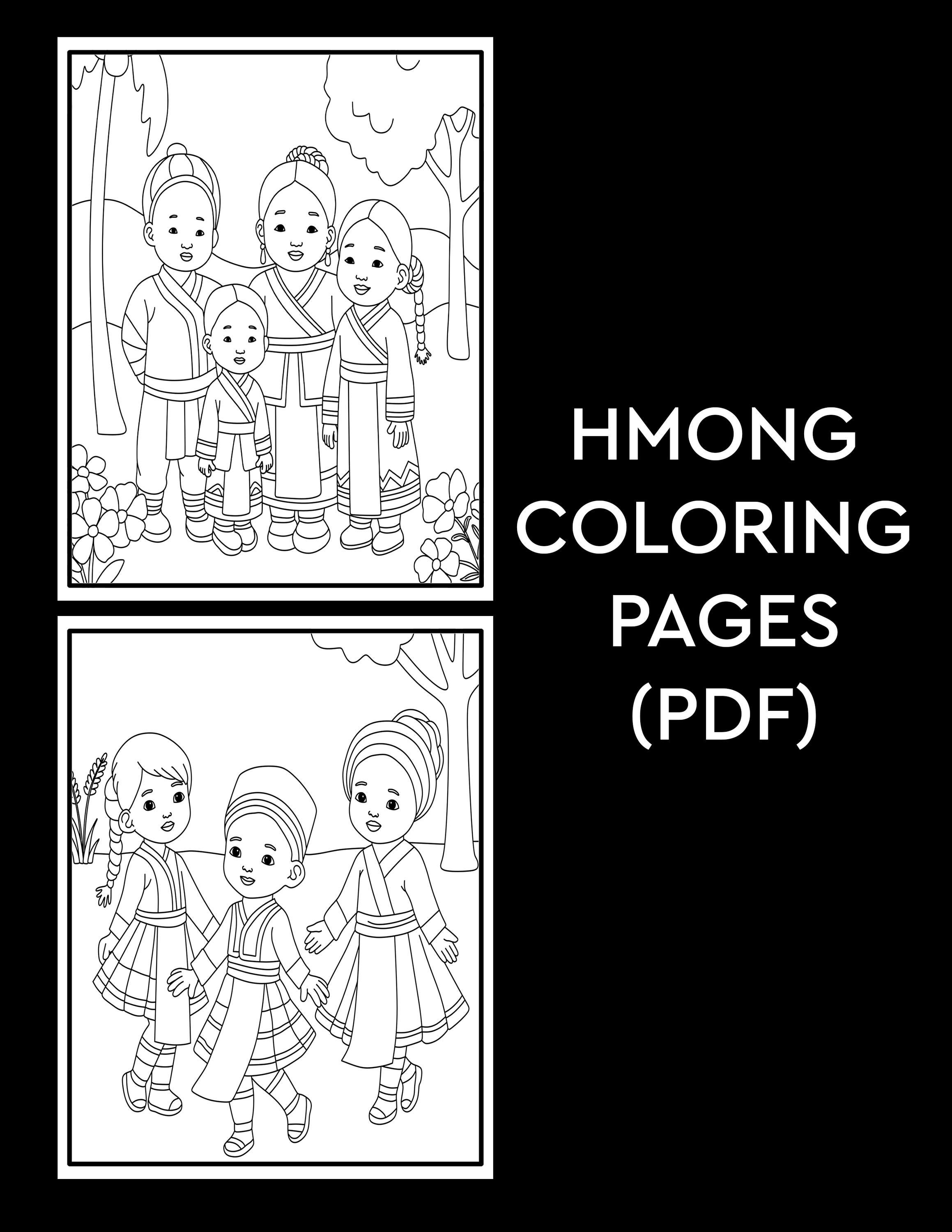 Hmong Patterns Coloring 5 Hmong Coloring Pages – Traditional Cultural Outfits | Instant ...