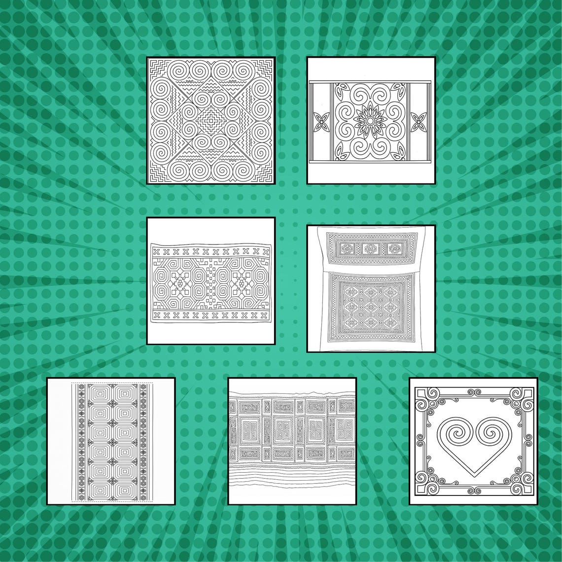 Hmong Coloring Pattern 39 Hmong Flower Cloth