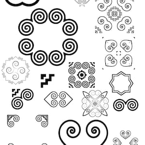 May include: A collection of black and white spiral designs. The designs are in various shapes, including circles, squares, hearts, and stars. The designs are intricate and detailed, and they would be perfect for use in a variety of crafts and projects.