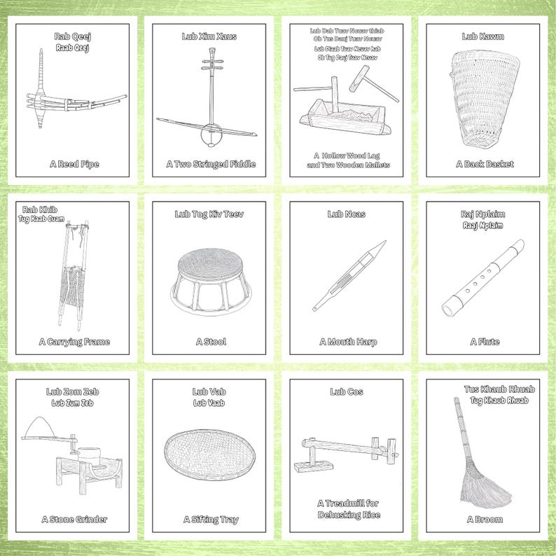 43 Hmong Traditional Tools and Culture Coloring Pages |hmong Musical ...