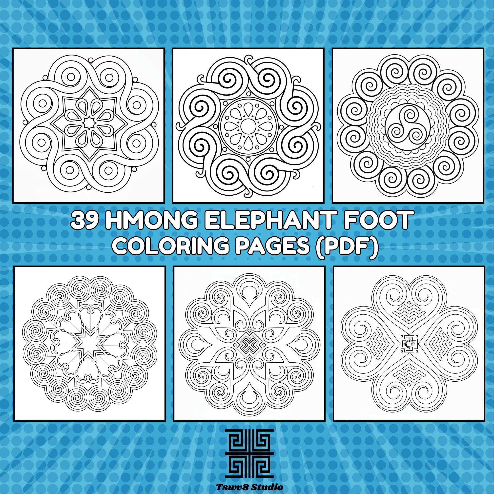 Hmong Patterns Coloring 39 Hmong Elephant Foot Coloring Pages – Hmong Patterns, Hmong Symbols ...