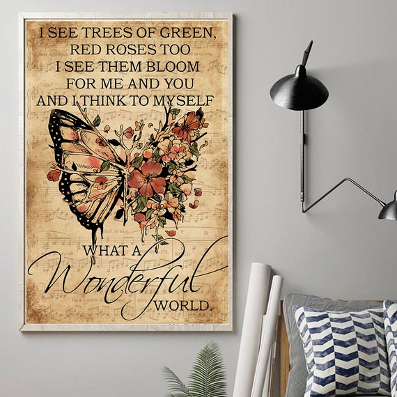 What a wonderful world Poster Lyrics poster Louis Etsy
