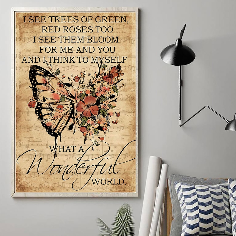 What a wonderful world Poster Lyrics poster Louis Etsy