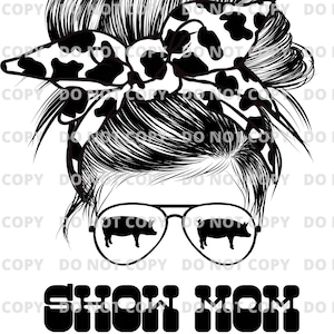 Show Mom Pig Messy Bun PNG DIGITAL