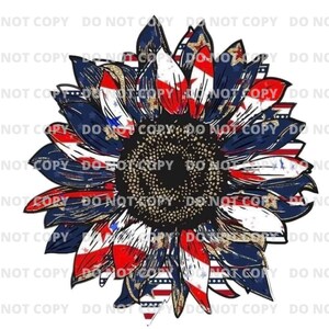 TRANSFER ONLY Patriotic Sunflower - Ready to Press Sublimation Transfer