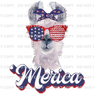 TRANSFER ONLY Merica Llama Patriotic - Ready to Press Sublimation Transfer