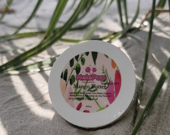 MelePop’s Moisturizing Organic 100% Natural Mango Butter Whipped Cream 4 oz for hair and skin. All Hair Types